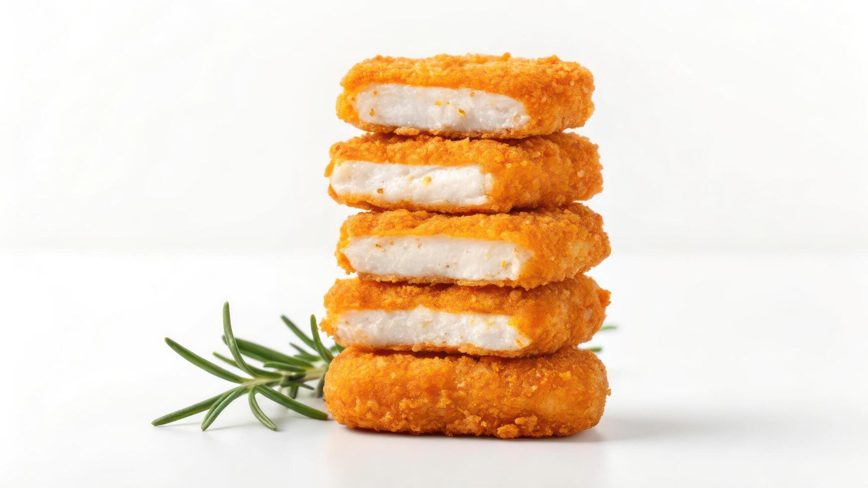 A stack of chicken nuggets with rosemary photo