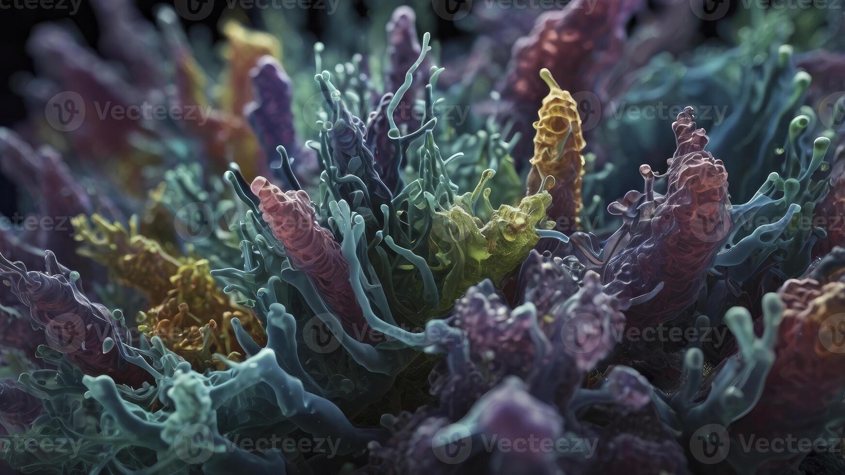 Close-up of Microscopic Coral-like Structures with a Fantasy Underwater Feeling photo