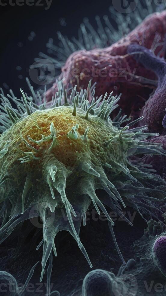 Analyzing Microscopic Image of Cancer Cell or Virus with Spikes photo