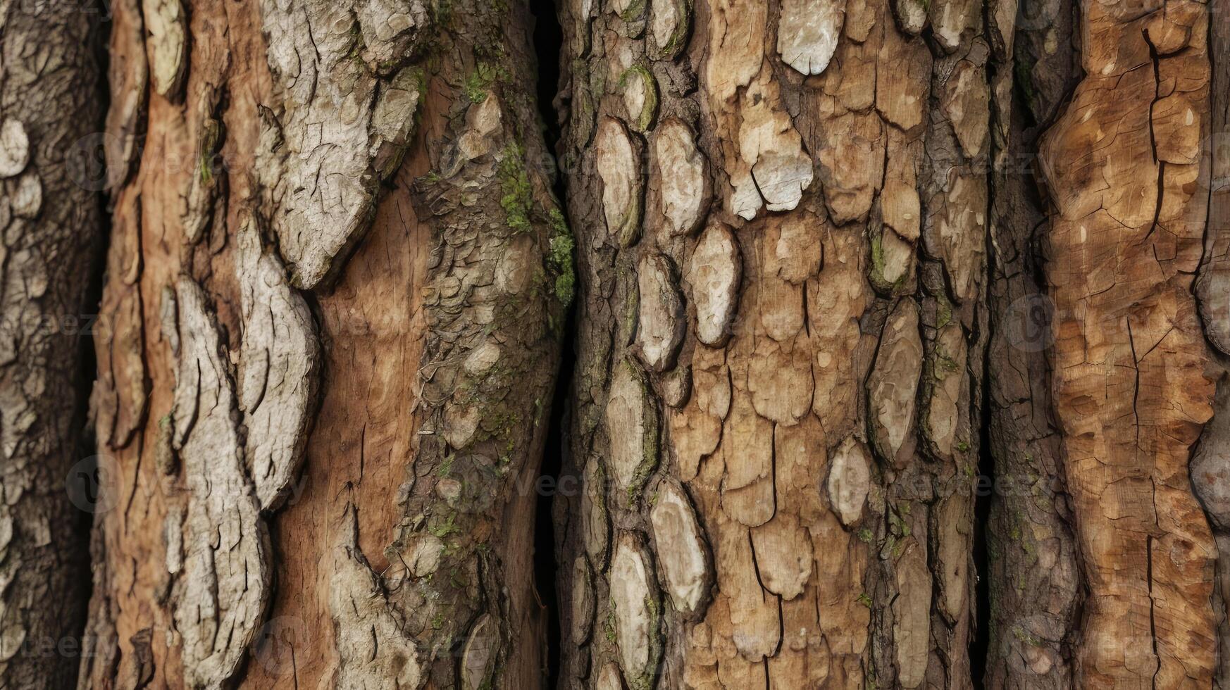 Closeup Tree Bark Texture Showing Natural Wood Grain Patterns photo