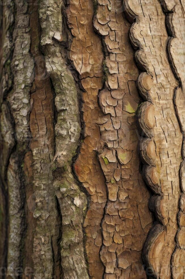 Close-up on Tree Bark Texture with Natural Weathering Patterns photo