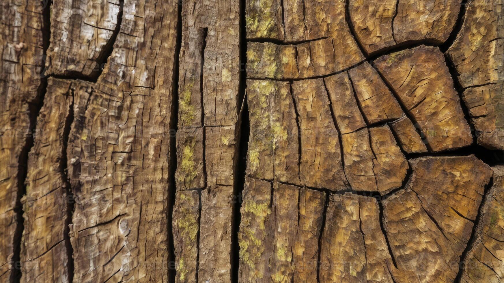 Close Up of a Weathered Tree Stump with Detailed Cracked Texture photo