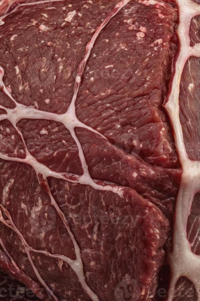 Raw Beef Roast Tied with String Ready for Cooking Preparation photo