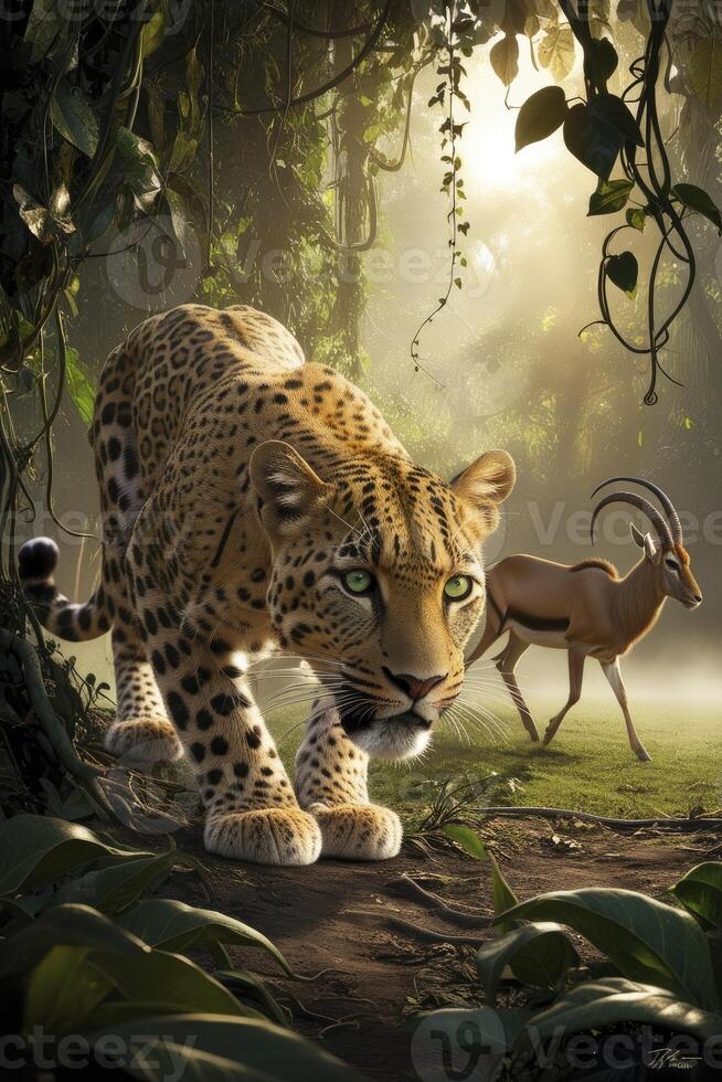Leopard Stalking Prey Through the Jungle a Wildlife Photography Adventure photo