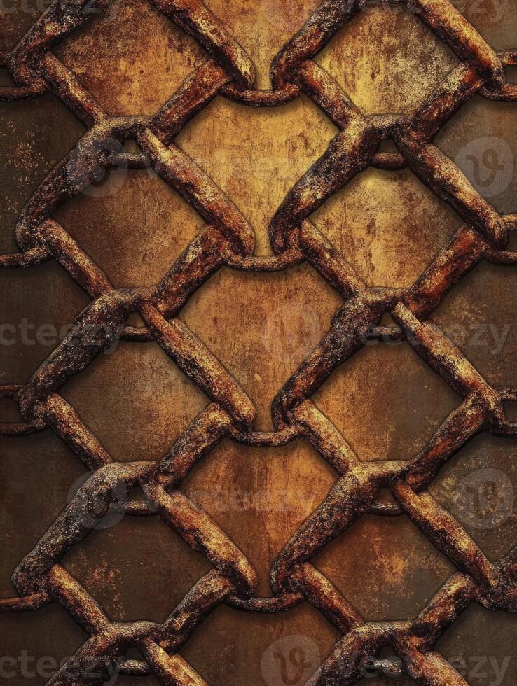 Rusty Metal Chain Pattern on Textured Grunge Background for Design photo