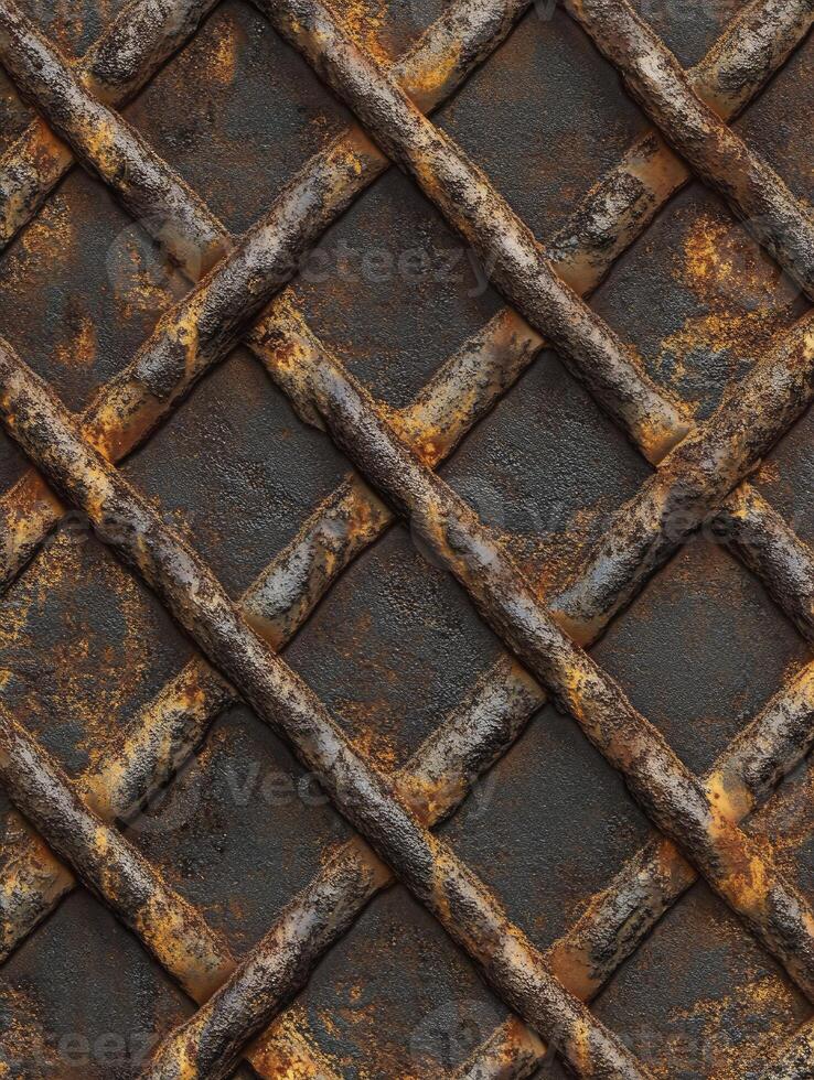 Rusty Metal Grid Texture Close Up with Detailed Industrial Pattern and Rough Surface photo