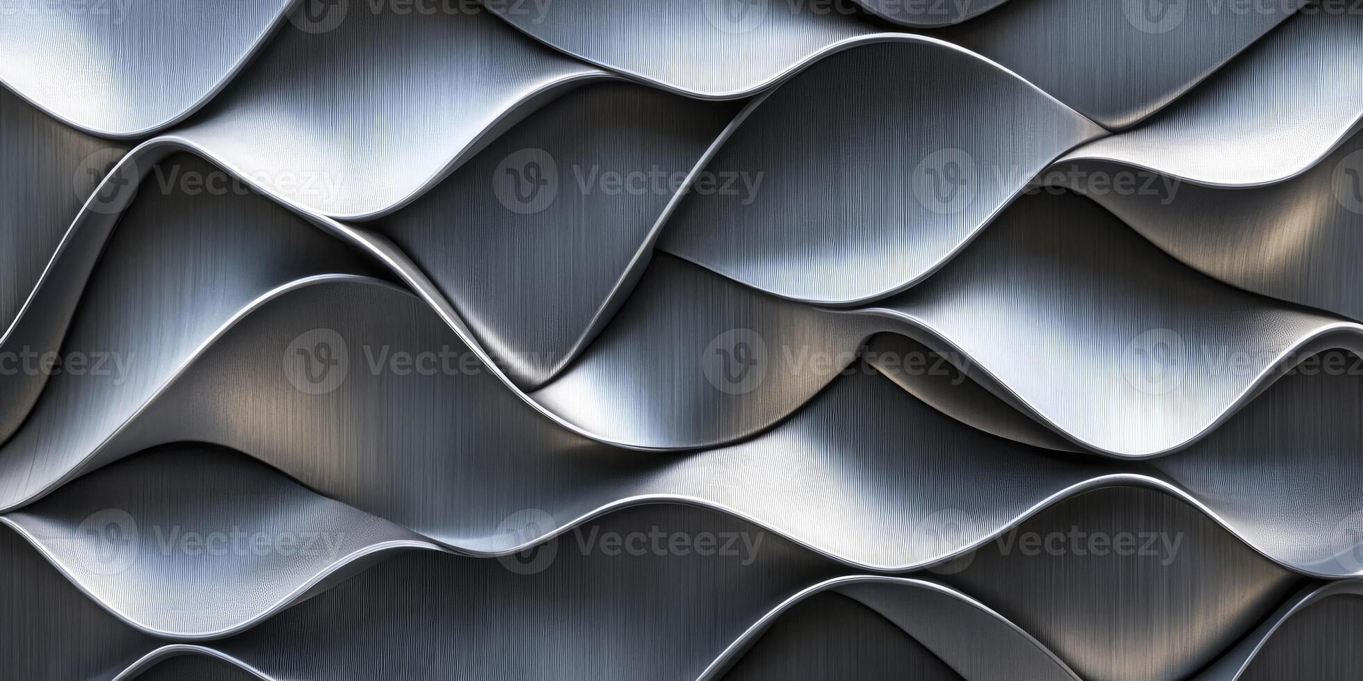 Abstract Metallic Wave Pattern Background Design in Textured Silver Gray Color photo