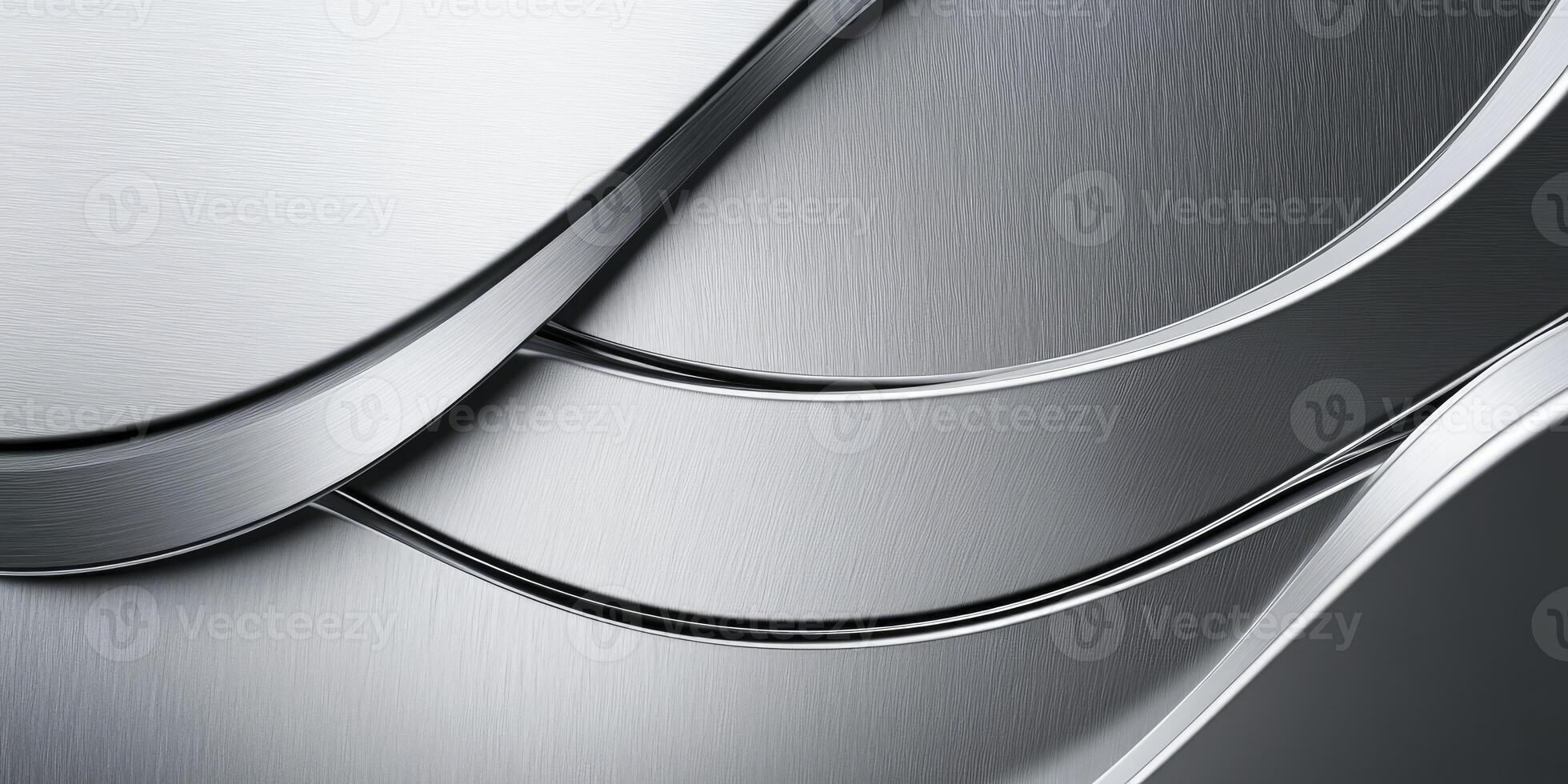 Abstract Metallic Background with Curved Lines in Silver and Gray Tones photo