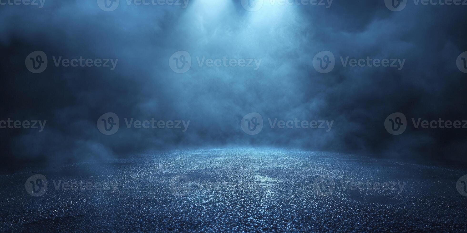 Dark, Misty Road Illuminated by Light in a Moody and Dramatic Scene photo