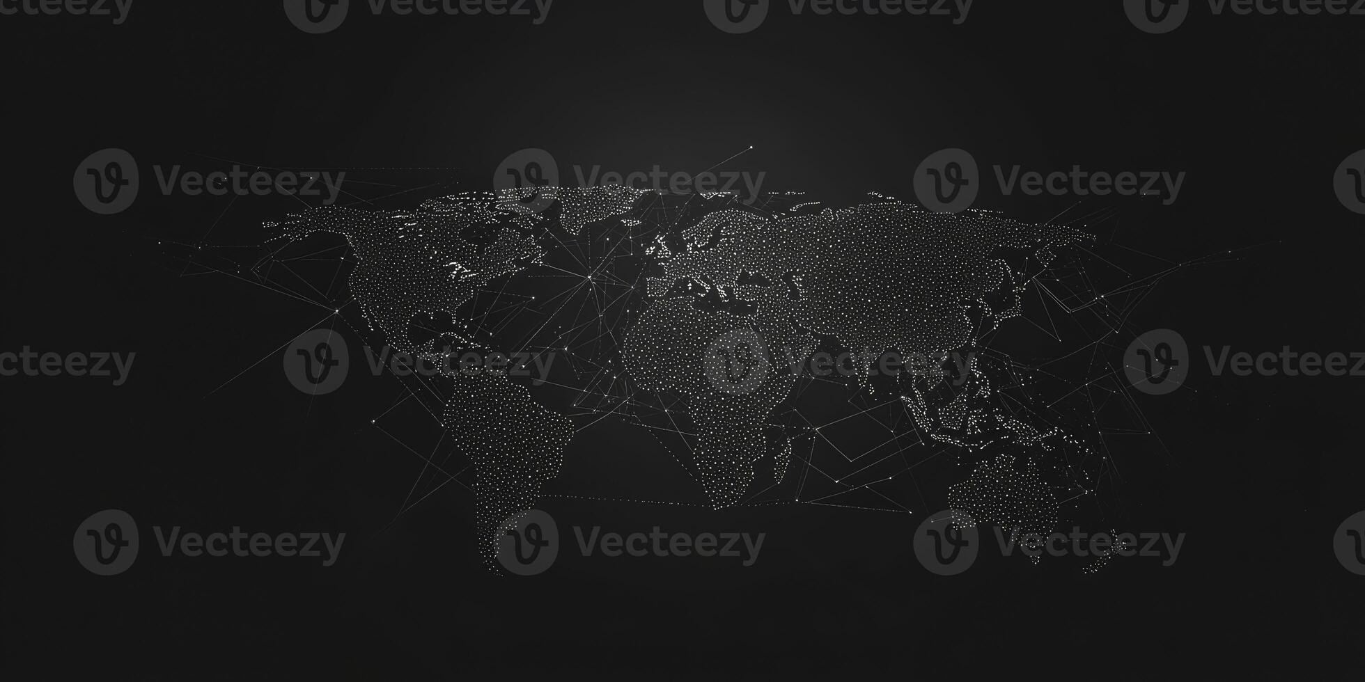 Global Network Connecting the World Map on Dark Background Concept photo