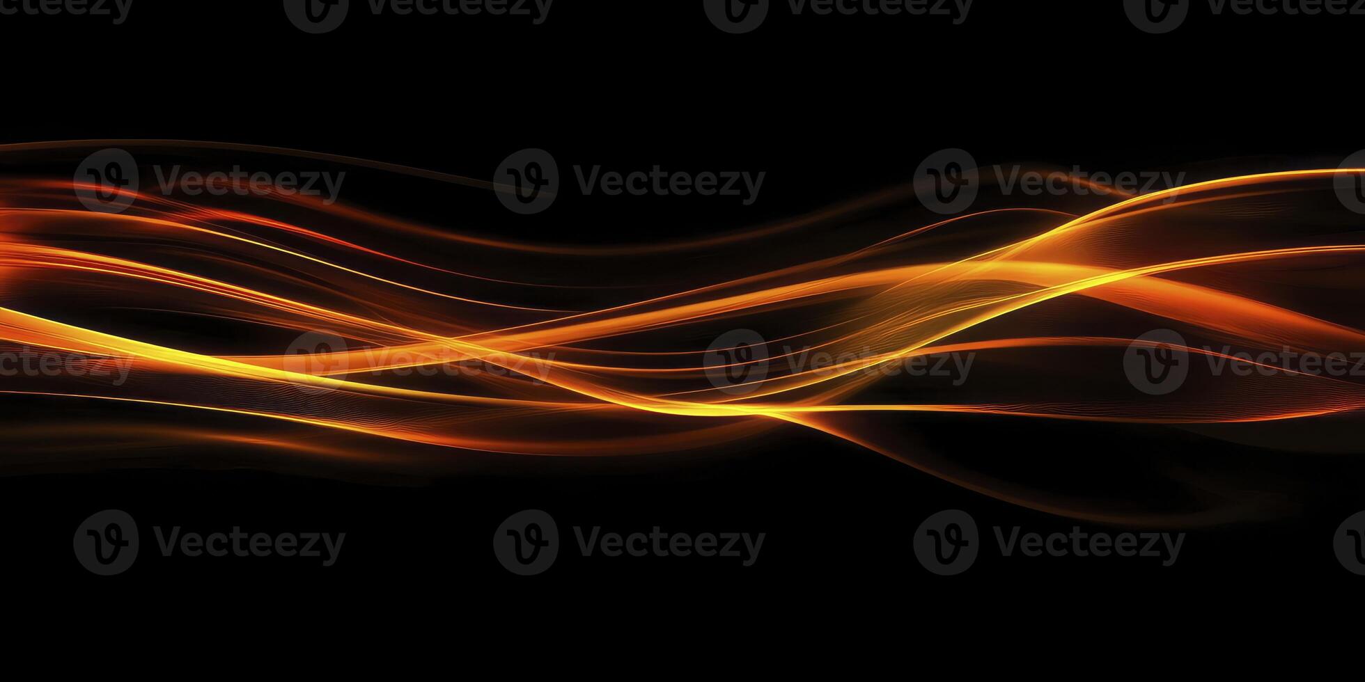 Flowing Abstract Orange Lines on Black Background Design for Graphic Use photo