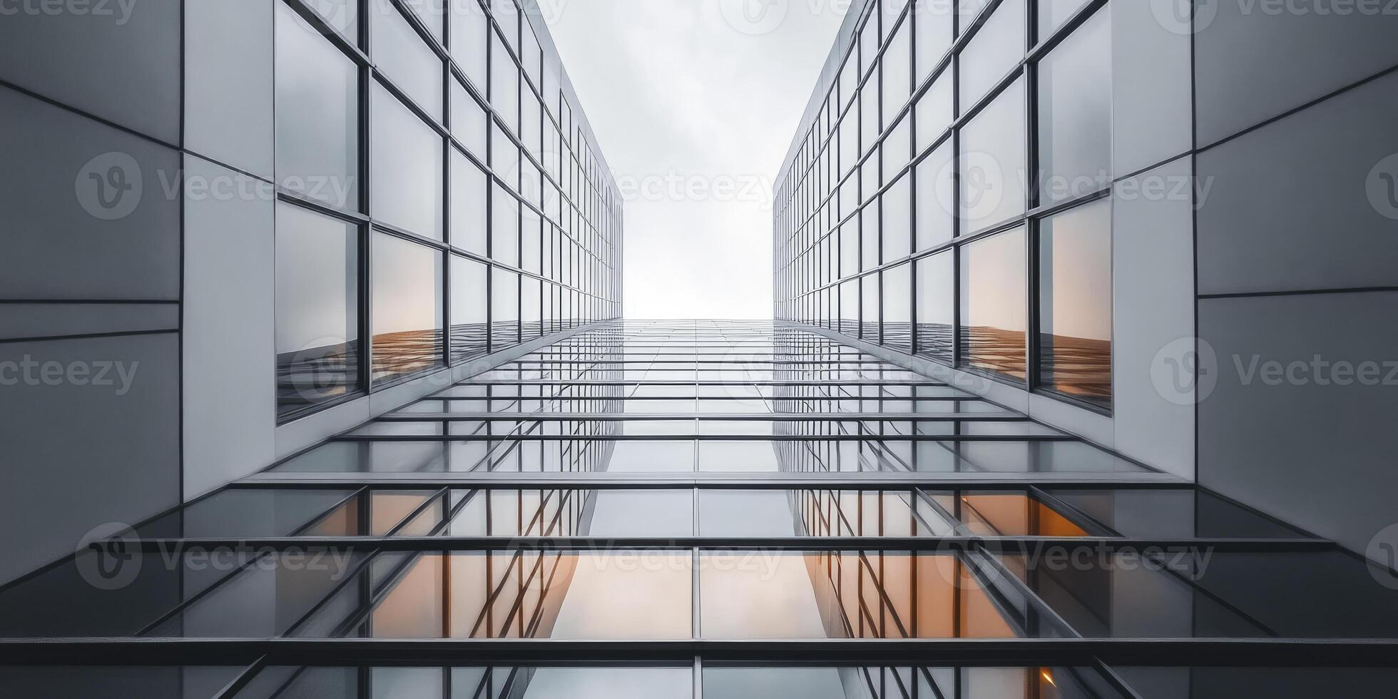 Modern Skyscrapers Rising Upward with Reflective Glass and Minimalist Architecture photo