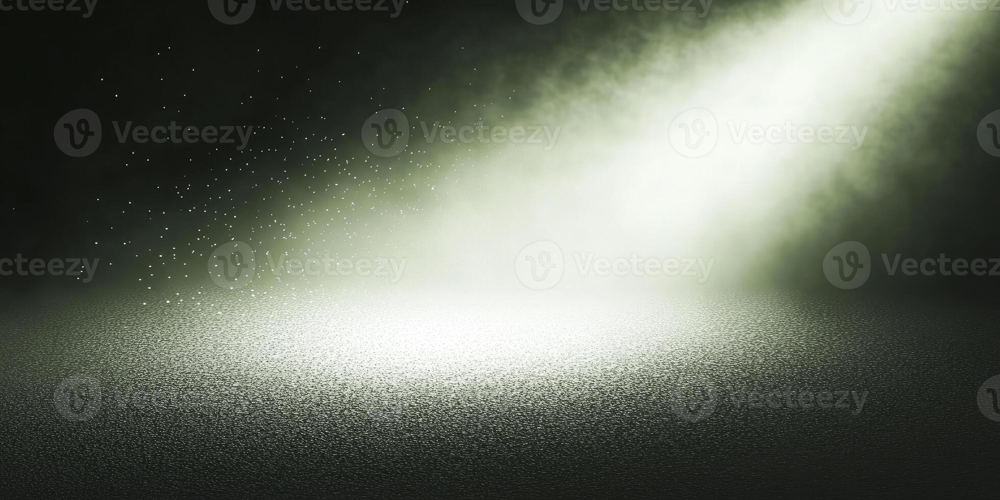 Spotlight Illuminating Dark Stage with Mist and Particle Effects photo