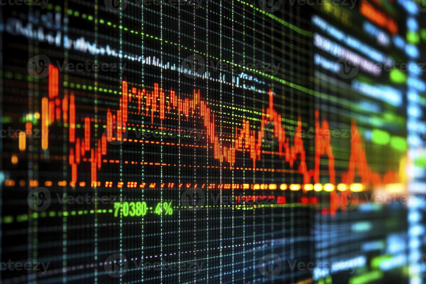 Analyzing Financial Market Data on Screen Showing Stock Price Declines photo