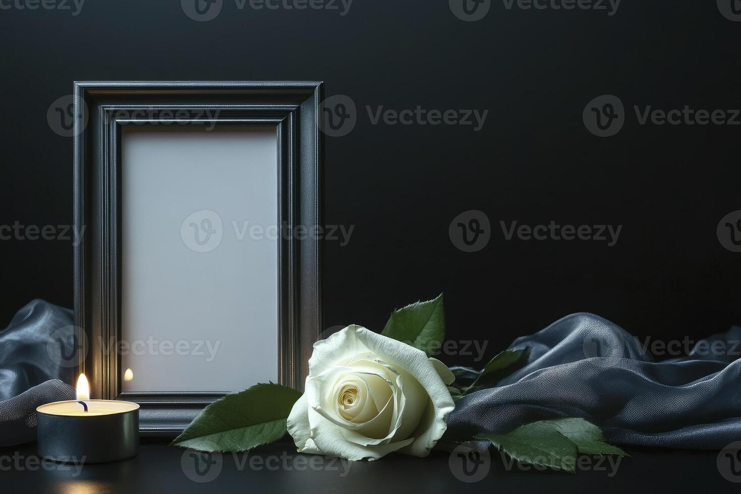 Remembering with Rose Frame and Candle Still Life for Condolences photo