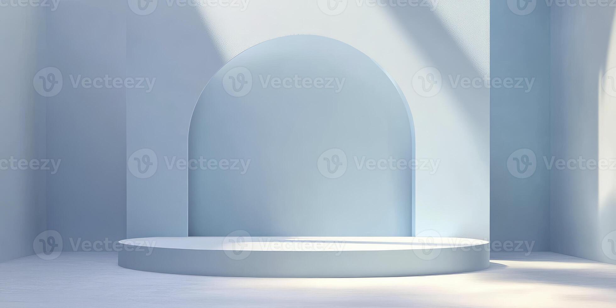 Minimalist Blue Product Display Stage Platform with Light and Shadow photo