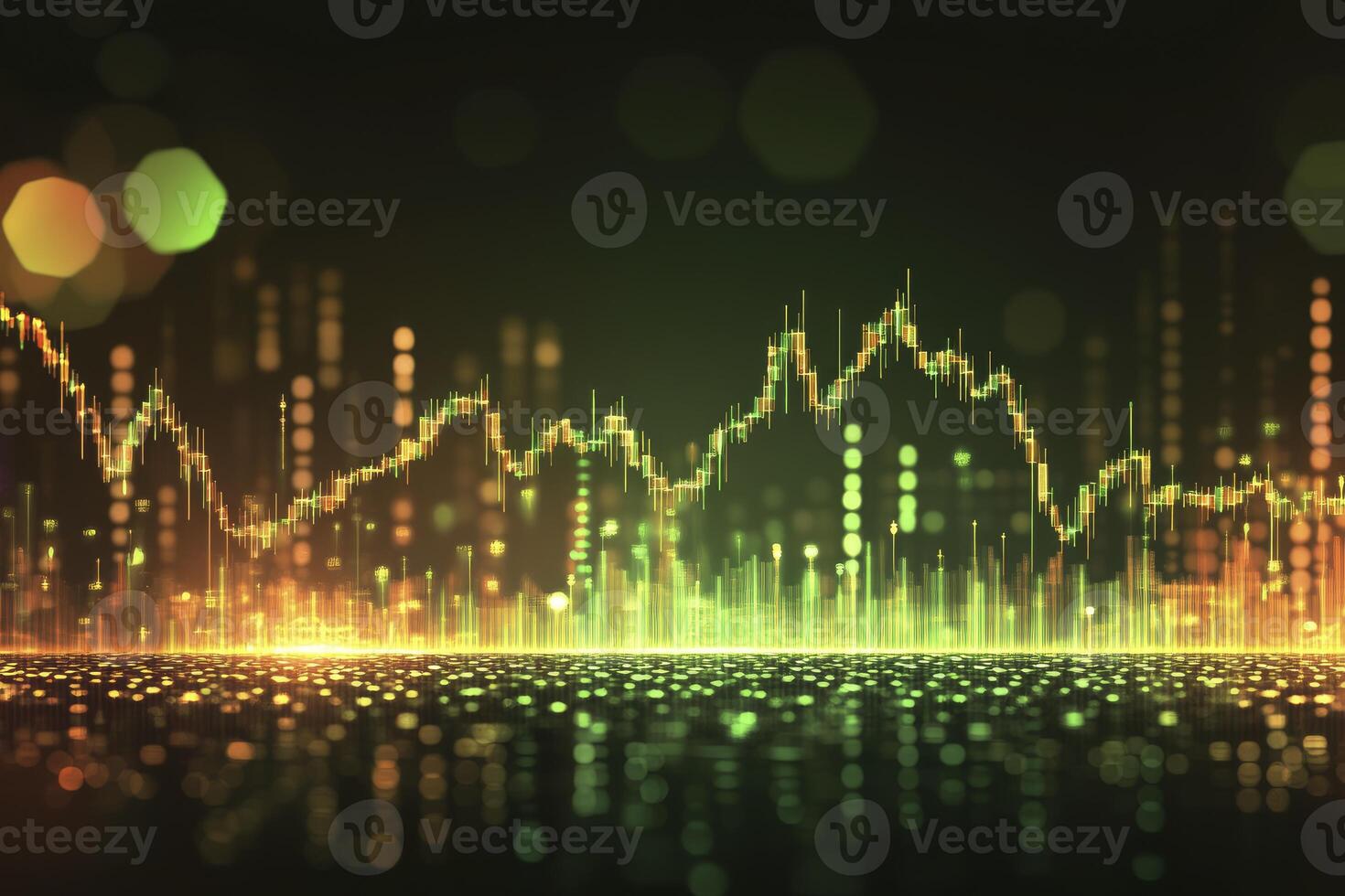 Analyzing Financial Chart with Glowing Line Graph for Investment Data photo