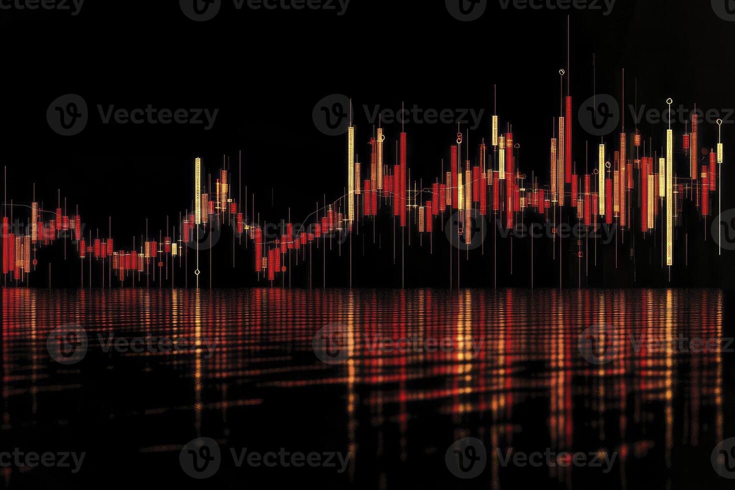 Analyzing Financial Chart with Reflection on Dark Background for Market Trends photo
