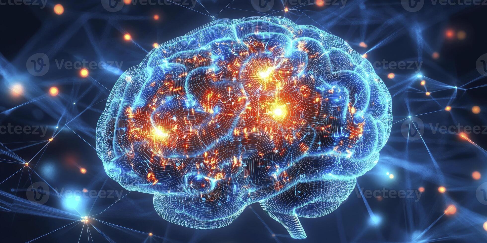 Brain Network Concept Showing Neural Activity and Connections for Medical Research photo