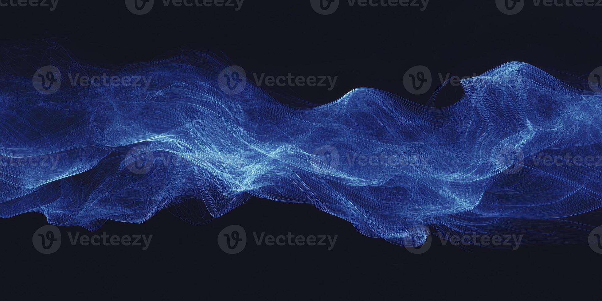 Abstract Blue Energy Flowing Against Black Background for Modern Design photo
