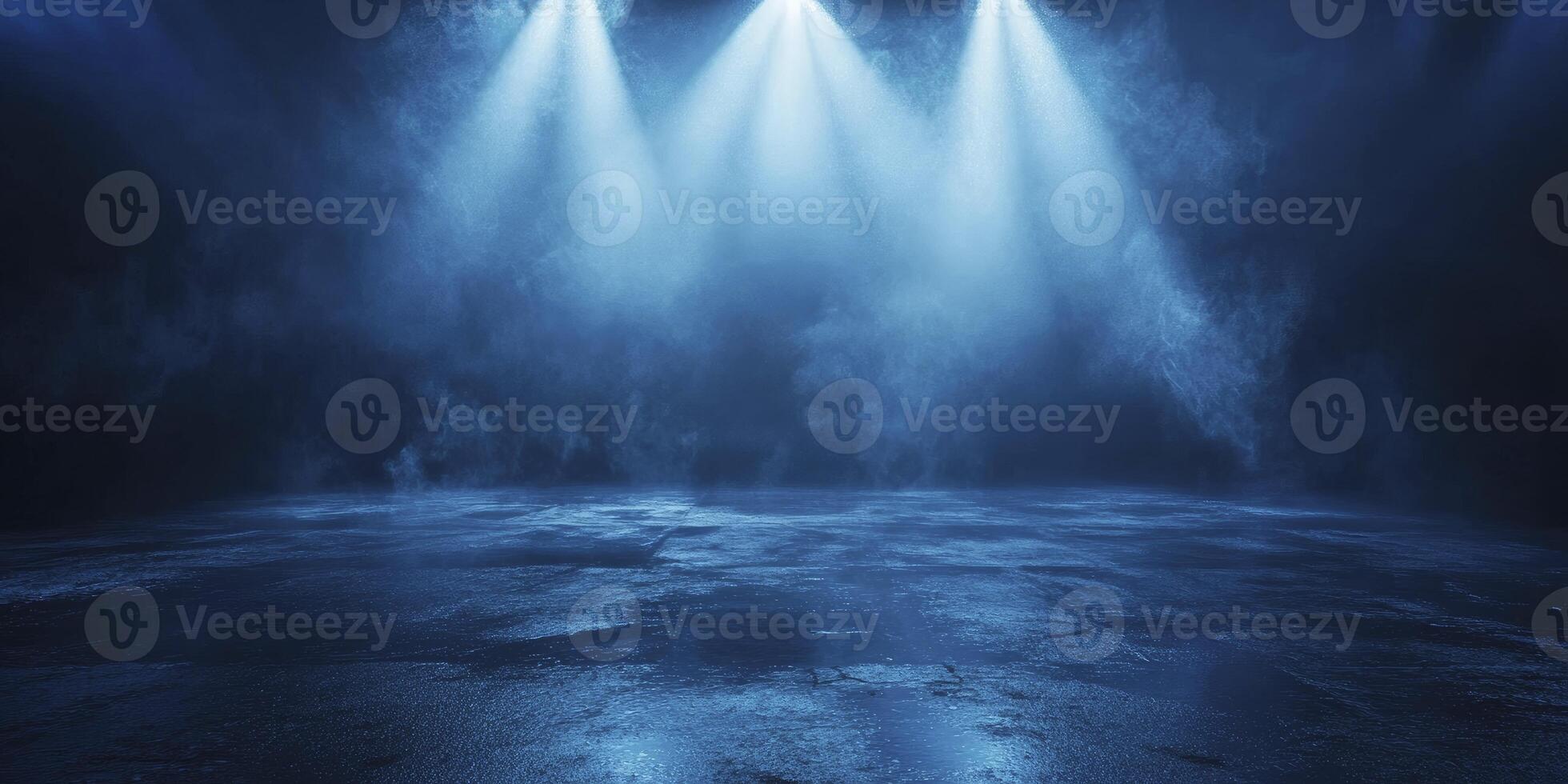 Stage with Dramatic Lighting and Smoke Ideal for Performances or Presentations photo