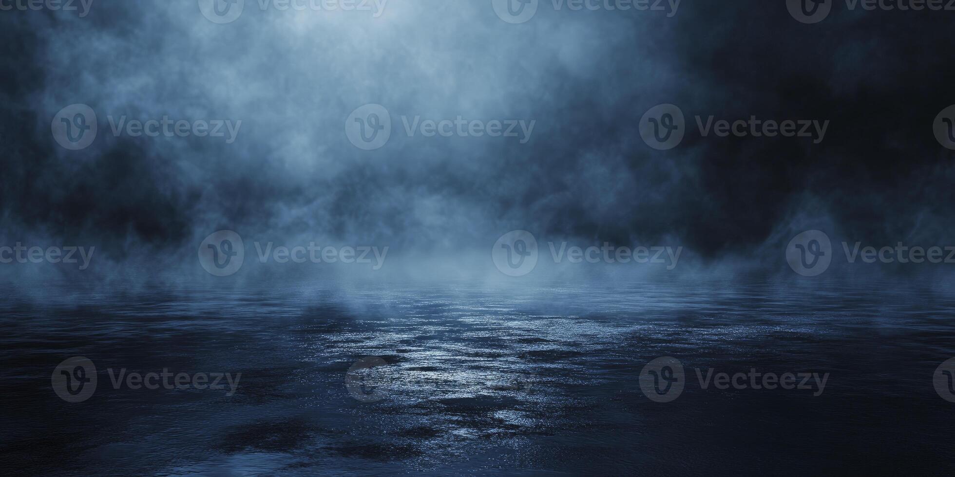 Eerie Fog Rolling Across Wet Ground Creates a Dramatic Atmosphere photo