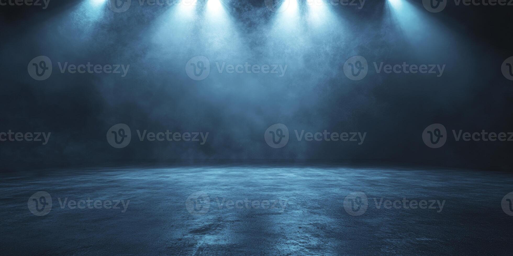 Spotlight Shines on Hazy Stage Floor in an Atmospheric Scene photo