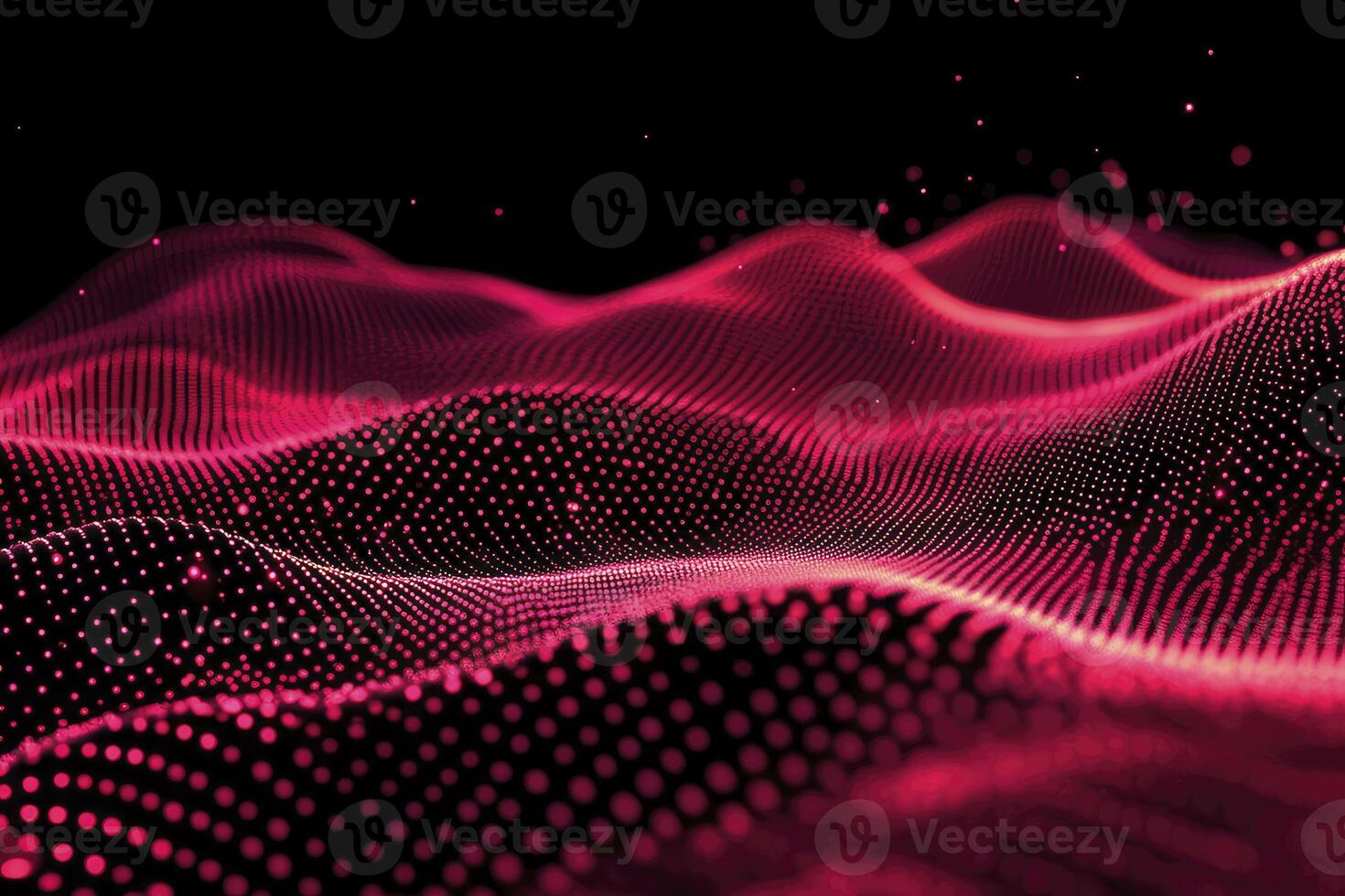 Abstract Pink Wave Pattern with Glowing Dots Against a Black Background photo