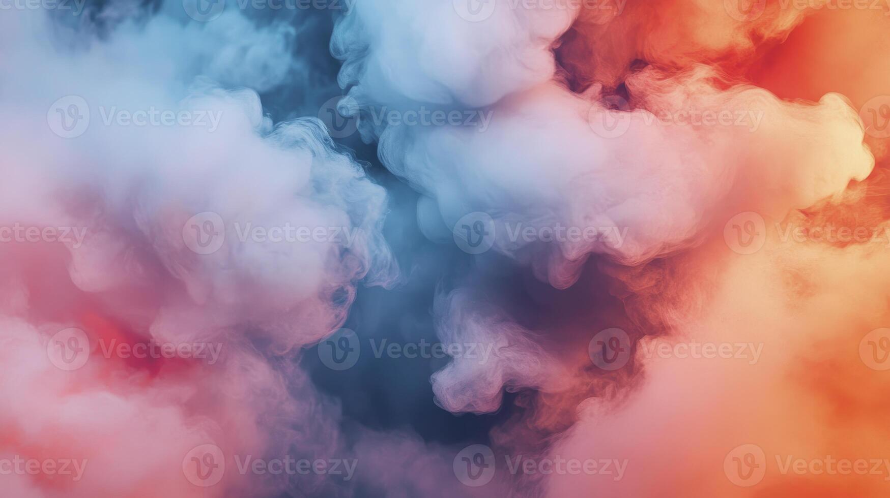 Swirling Smoke Abstract Background with Blue and Orange Color Gradient photo