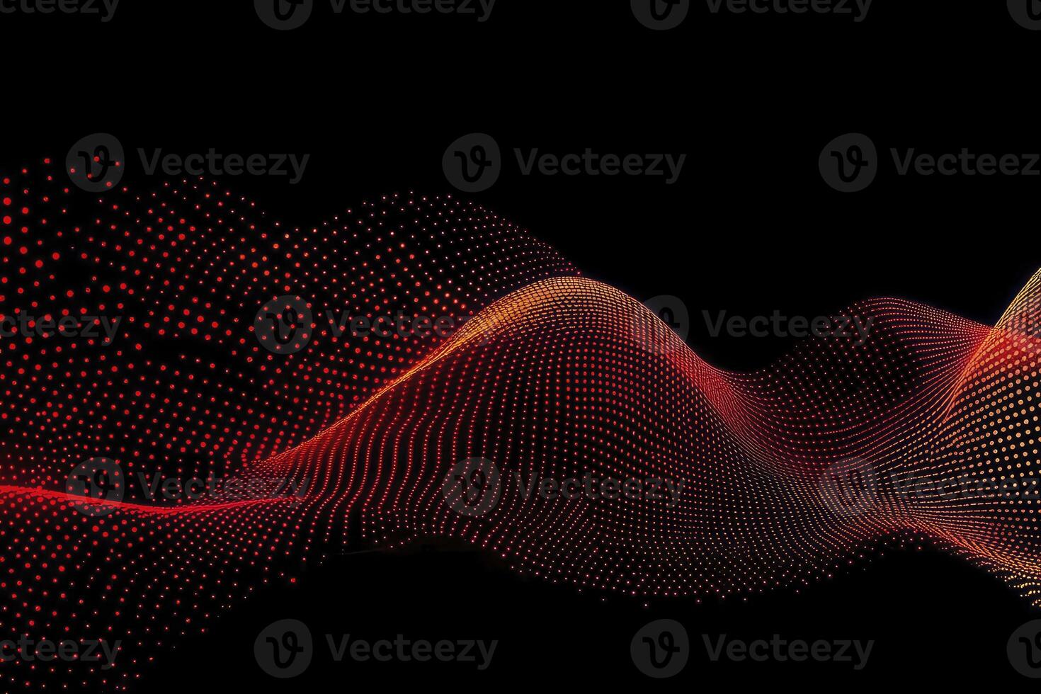 Wavy Red Gradient Dot Pattern on Black Background Abstract Illustration photo