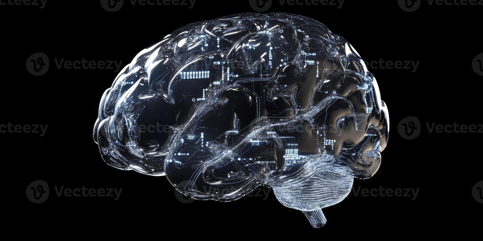 Depiction of Human Brain with Circuitry for Artificial Intelligence Concept photo