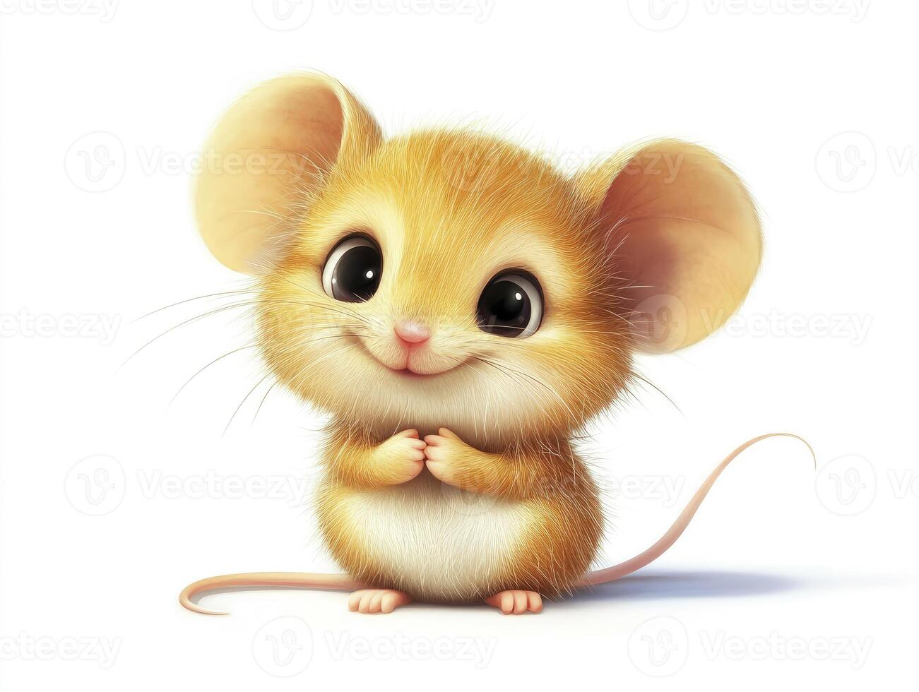 Cute Smiling Mouse Character Illustration for Children's Stories and Products photo