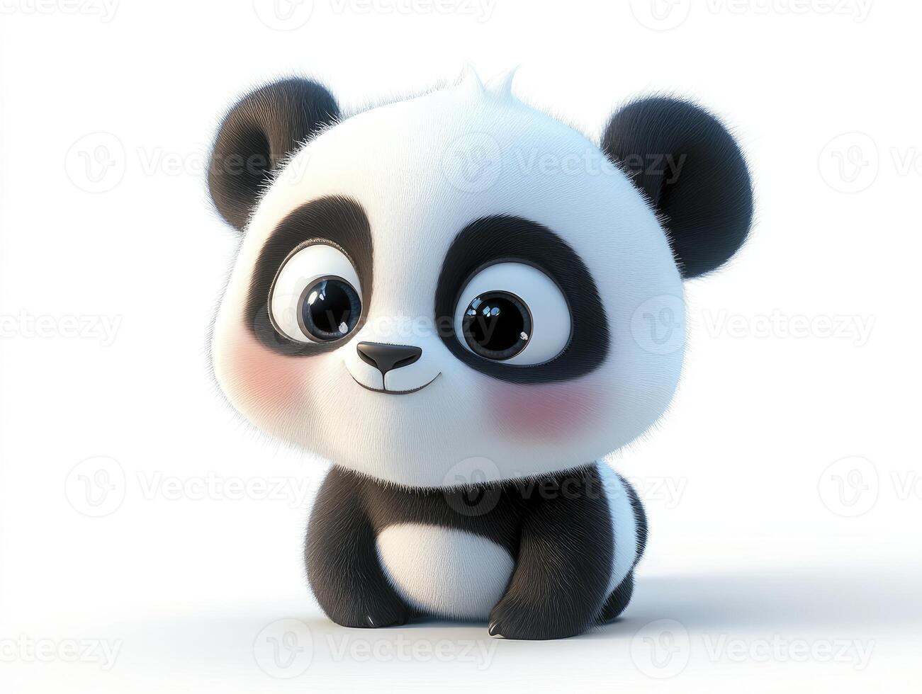 Cute Cartoon Panda Sitting Down with a Sweet Gentle Expression photo