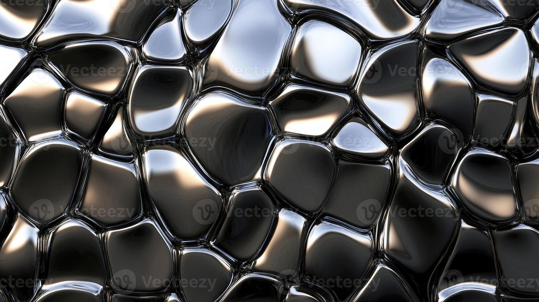 Abstract Shiny Silver Metallic Cells Background with Reflections and Smooth Texture photo