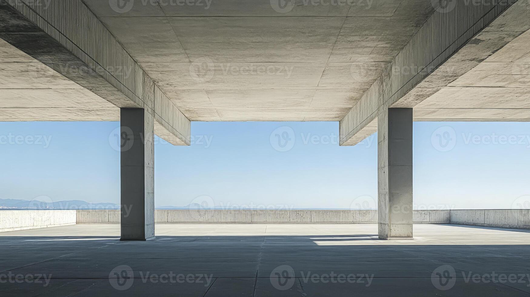 Concrete Structure Overlooking Ocean and Sky with Minimalist Design photo