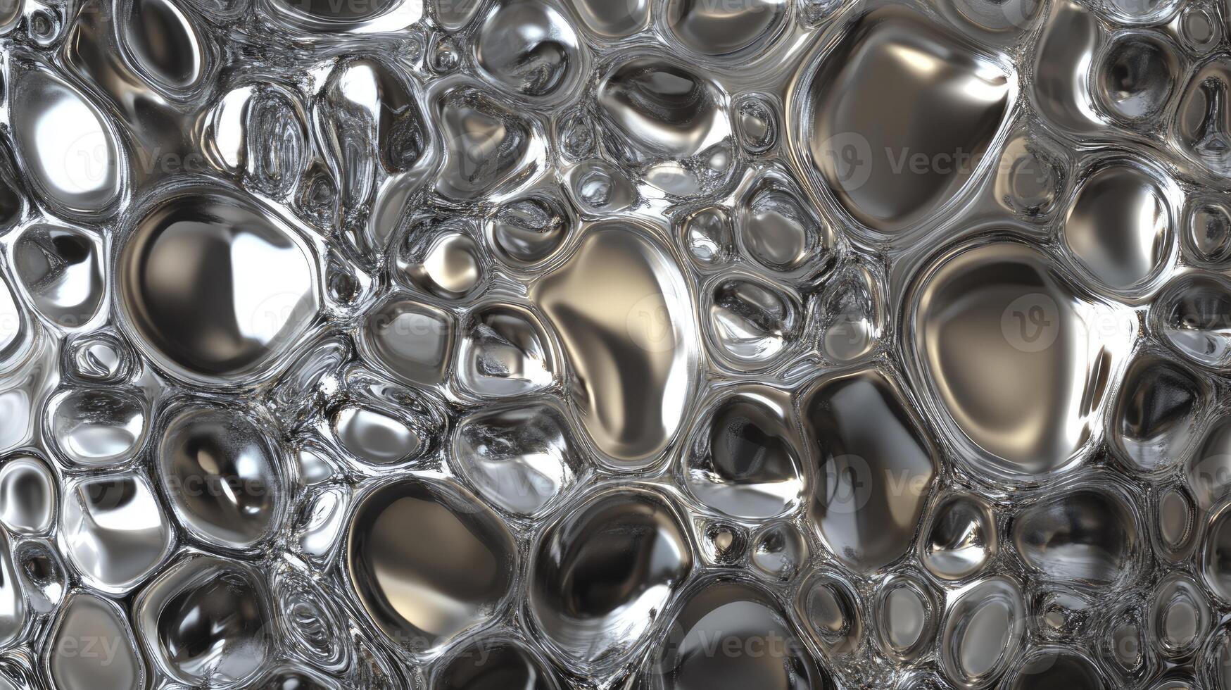 Metallic Bubbles Forming Abstract Pattern with Reflections and Highlights photo