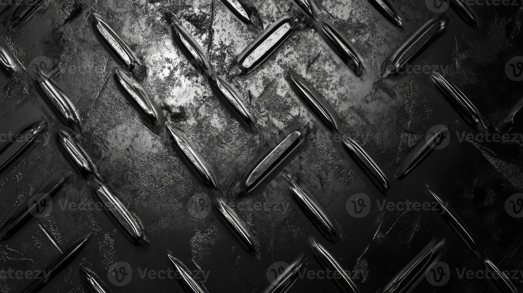 Diamond Plate Metal Texture Showing Wear and Tear in Dark Lighting photo