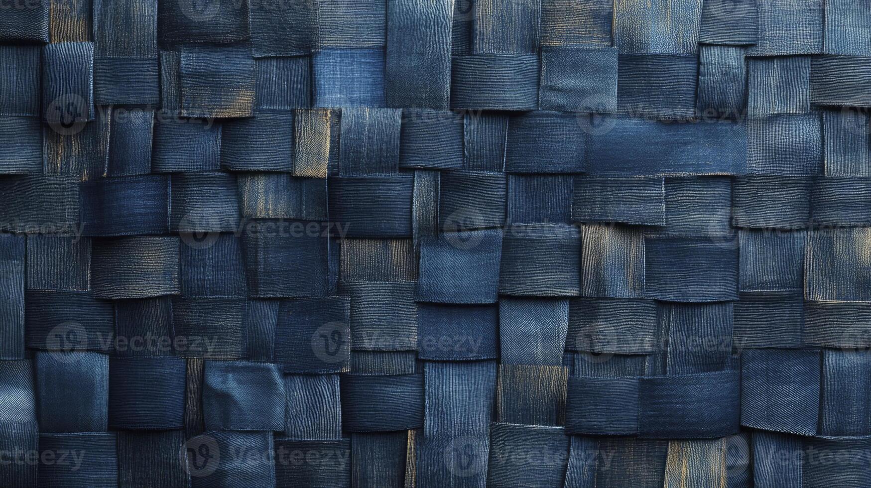 Woven Denim Textile Background Texture with Square Pattern Design photo