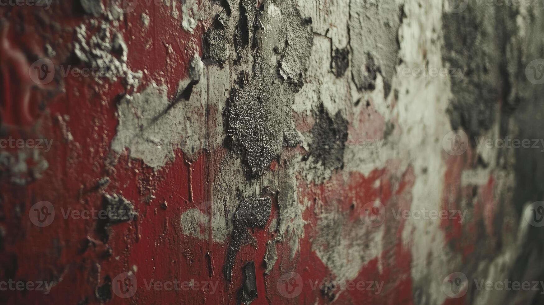 Peeling Paint Texture on Red Surface with Gray and Black Flakes photo