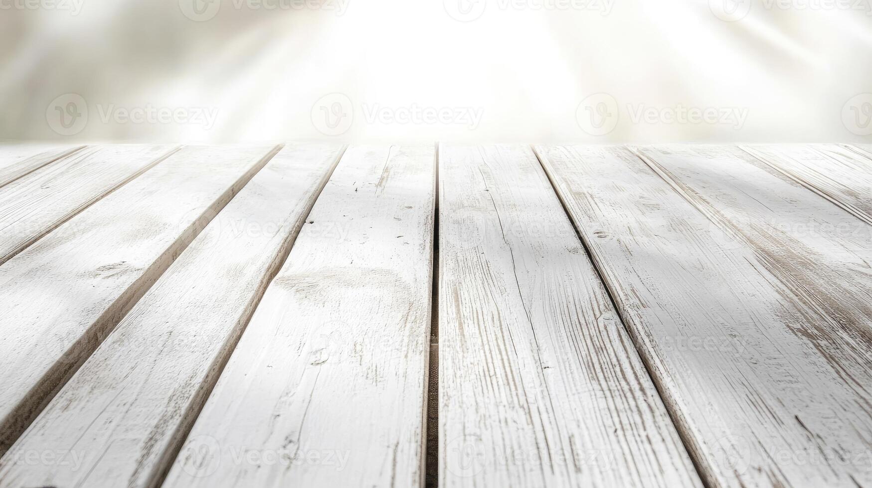 White Wooden Table Surface with Blurred Background Product Display Backdrop photo