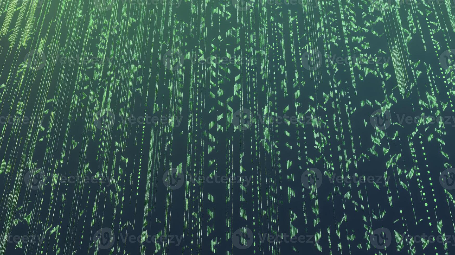 Green Abstract Graphic Pattern with Vertical Lines on Dark Background photo