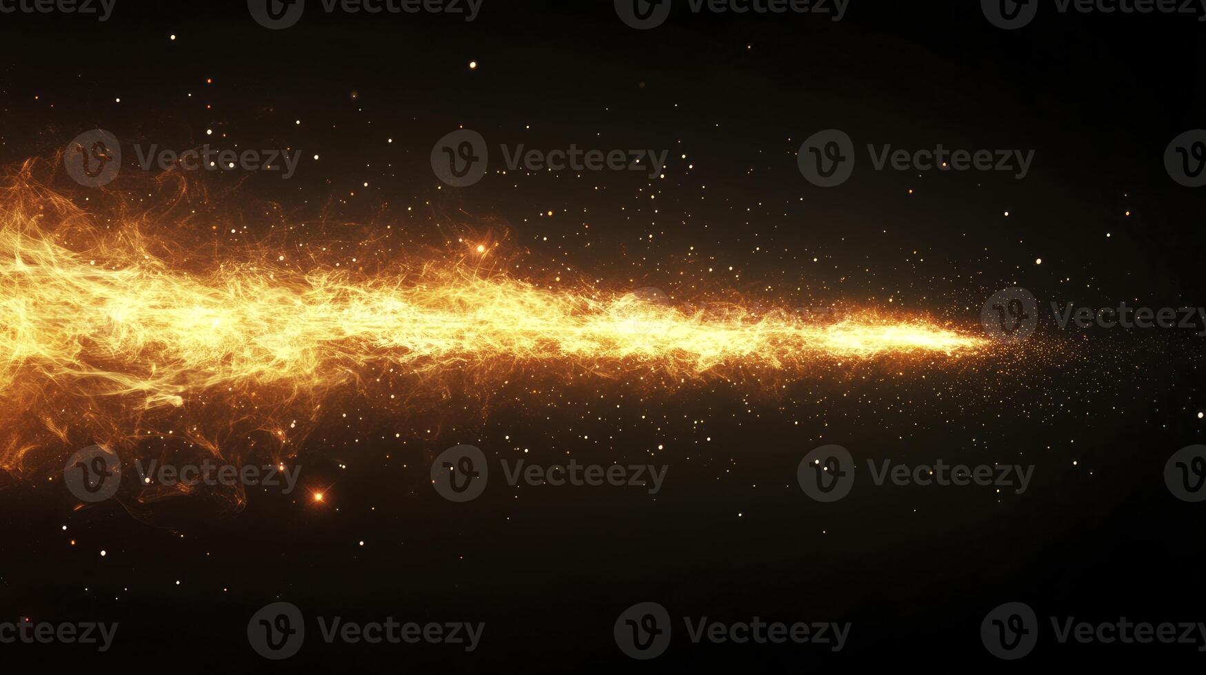 Glowing Fire Trail Effect with Sparkles on a Dark Background photo