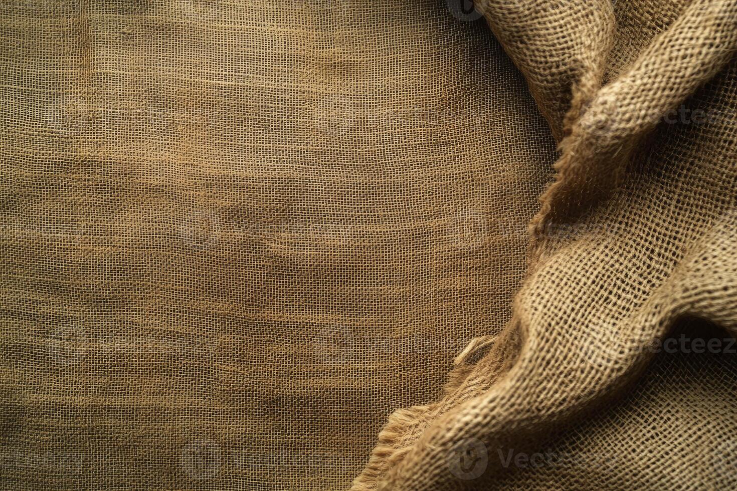Textured Burlap Fabric Background with Natural Brown Color and Rough Surface photo