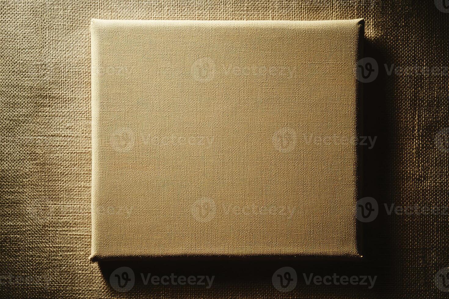 Blank Canvas on Textured Fabric Close-up for Art Mockups and Presentations photo