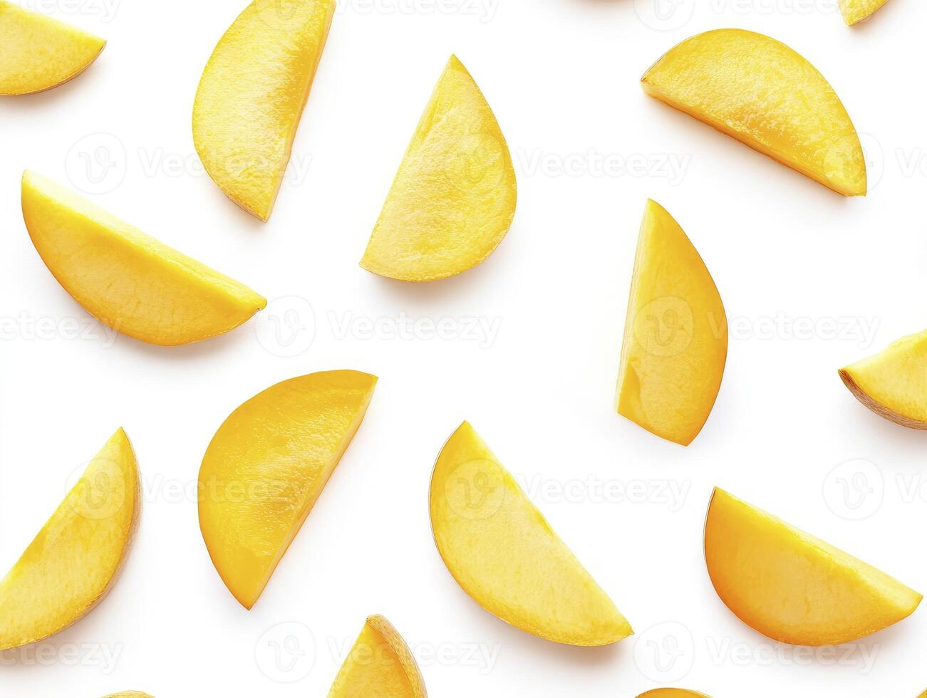 Sliced Mango Pattern on White Background for Fresh Food Concepts photo