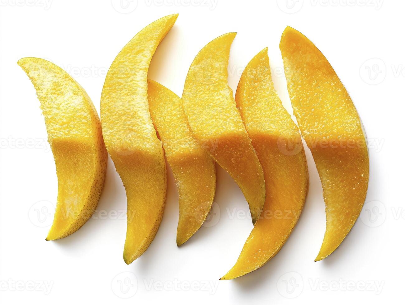 Arrangement of Mango Slices on White Background for Healthy Eating photo