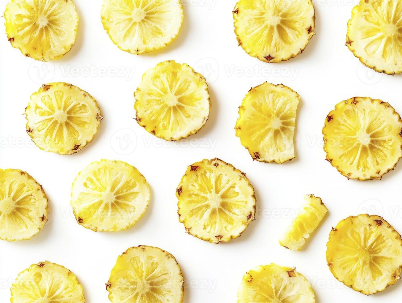 Pineapple Slices Pattern on White Background Fresh Vibrant Tropical Theme photo