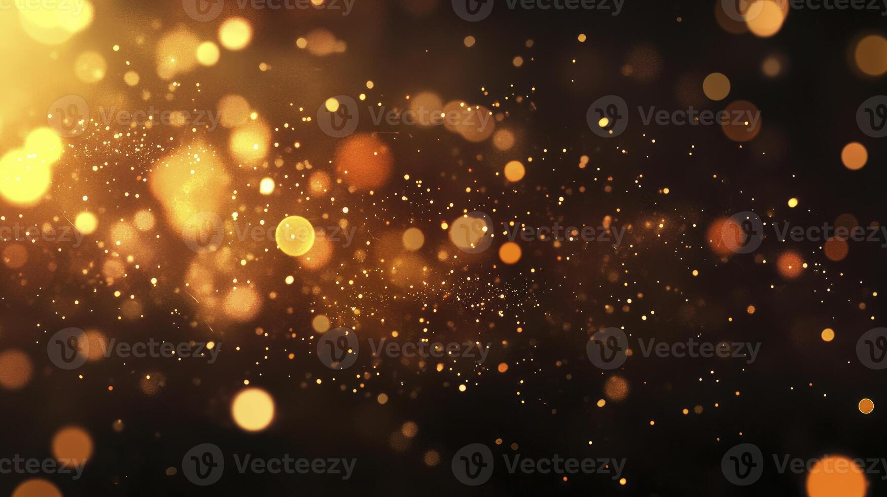 Golden Bokeh Lights with Glittering Particles for Festive Backgrounds photo