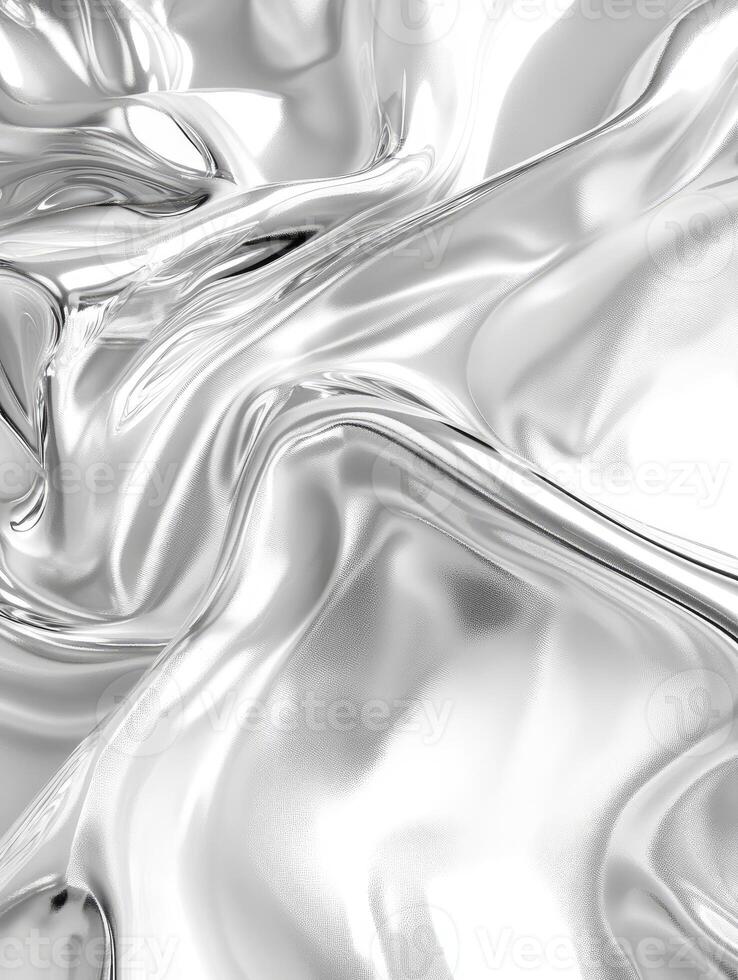 Abstract Silver Metallic Fabric Texture Background with Flowing Elegant Design photo