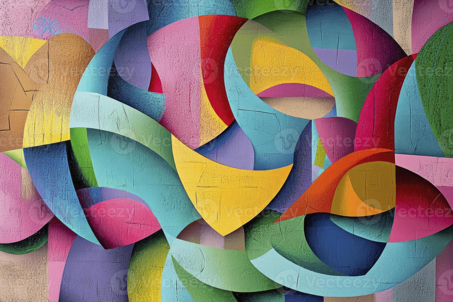 Abstract Art Forms with Vibrant Colors and Textured Surface Composition photo